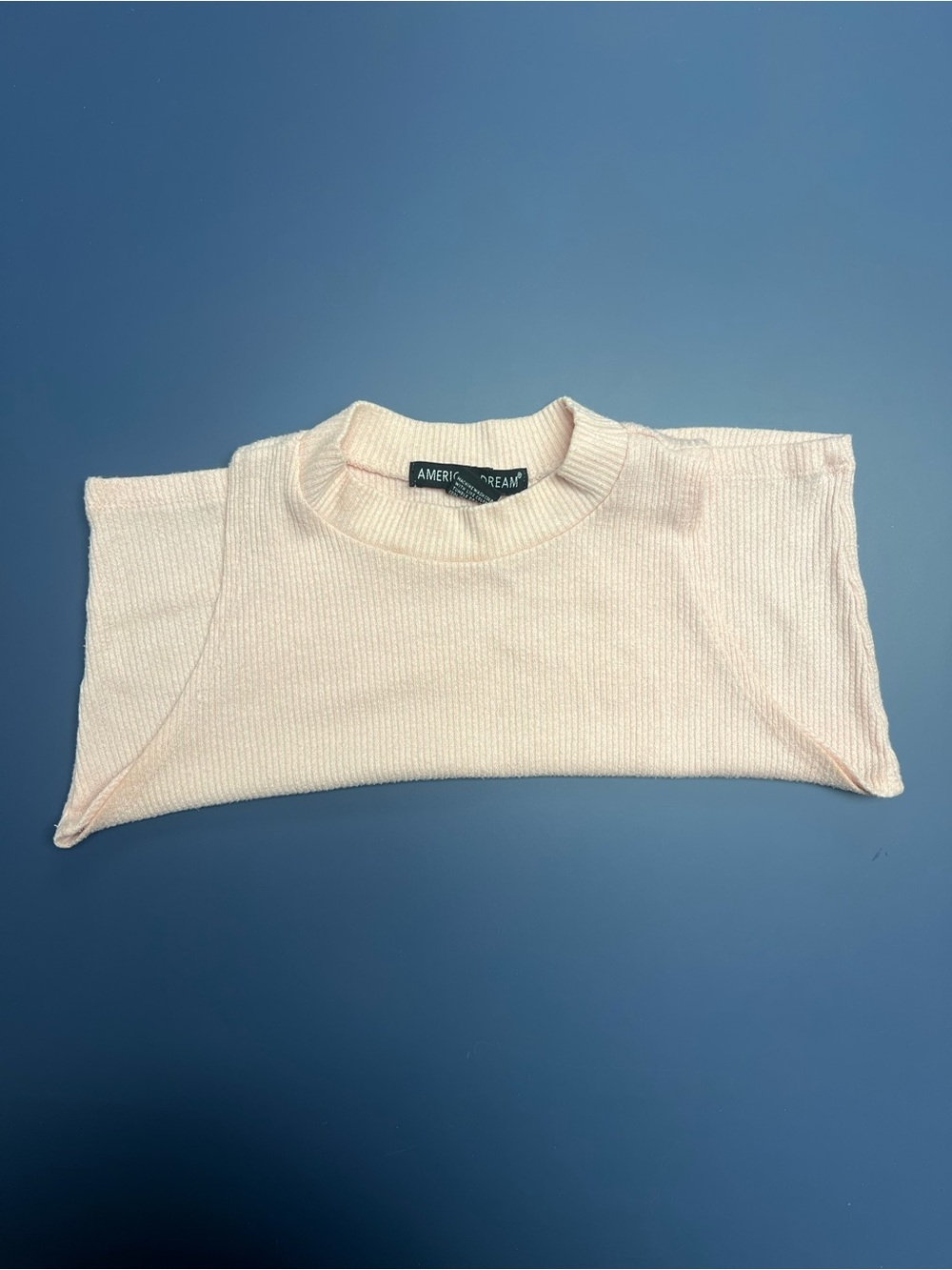 American Dream Sleeveless Ribbed Crop Top in Pale Pink - Picture 3 of 3